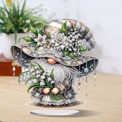 Gnome Double Sided Effect Diamond Painting Table Ornaments(Lily Of Valley Gnome)