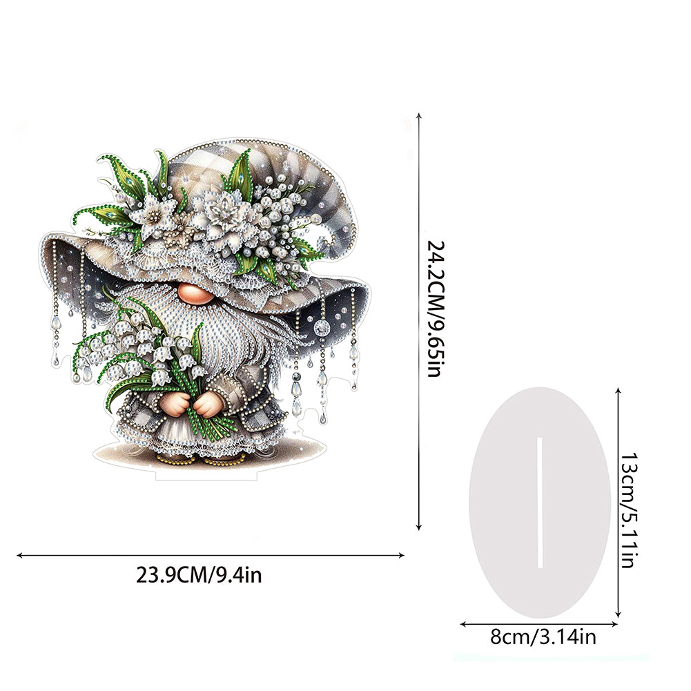 Gnome Double Sided Effect Diamond Painting Table Ornaments(Lily Of Valley Gnome)