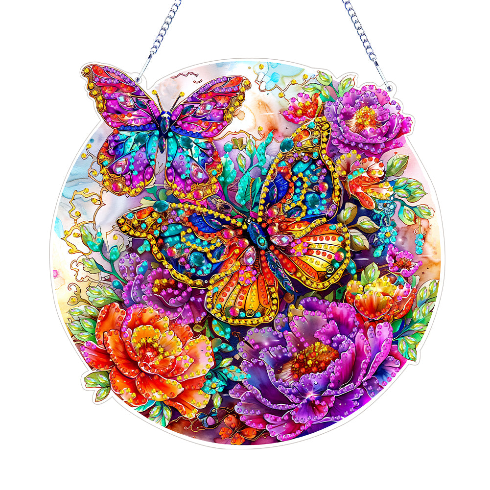 Double Sided Special Shaped Butterfly 5D DIY Diamond Art Pendant Home Decoration