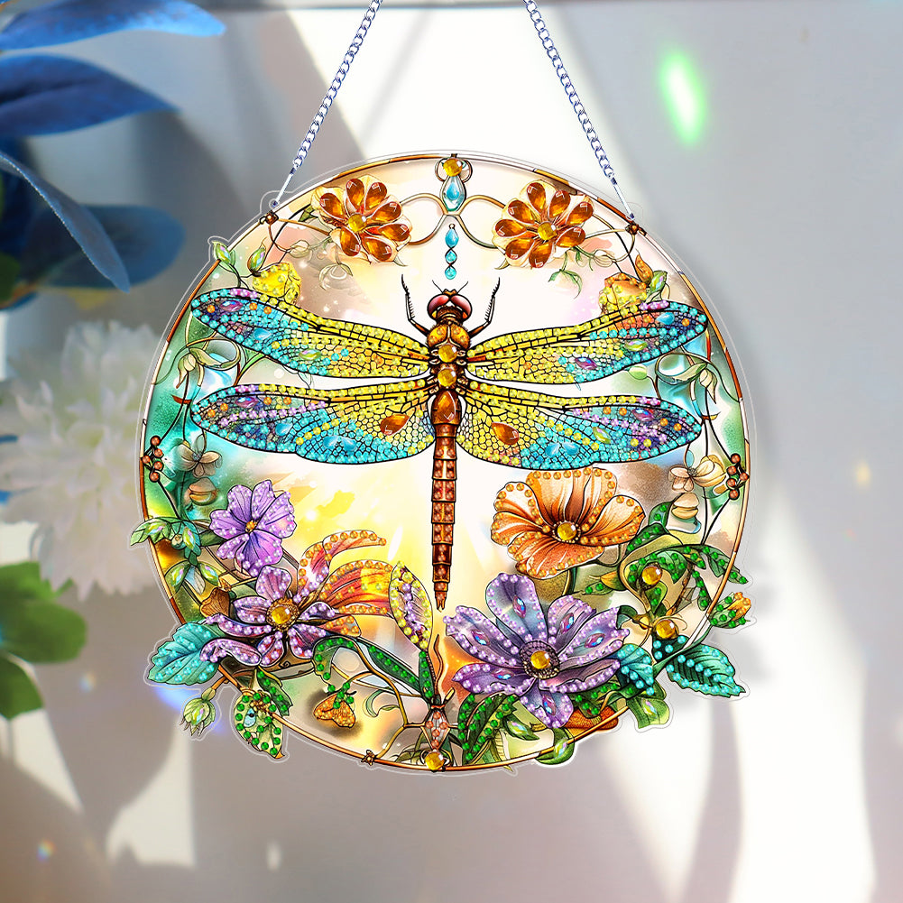 Double Sided Special Shaped Dragonfly 5D DIY Diamond Art Pendant Home Decoration