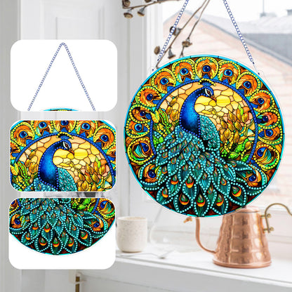 Double Sided Special Shaped Peacock 5D DIY Diamond Art Pendant Home Decoration