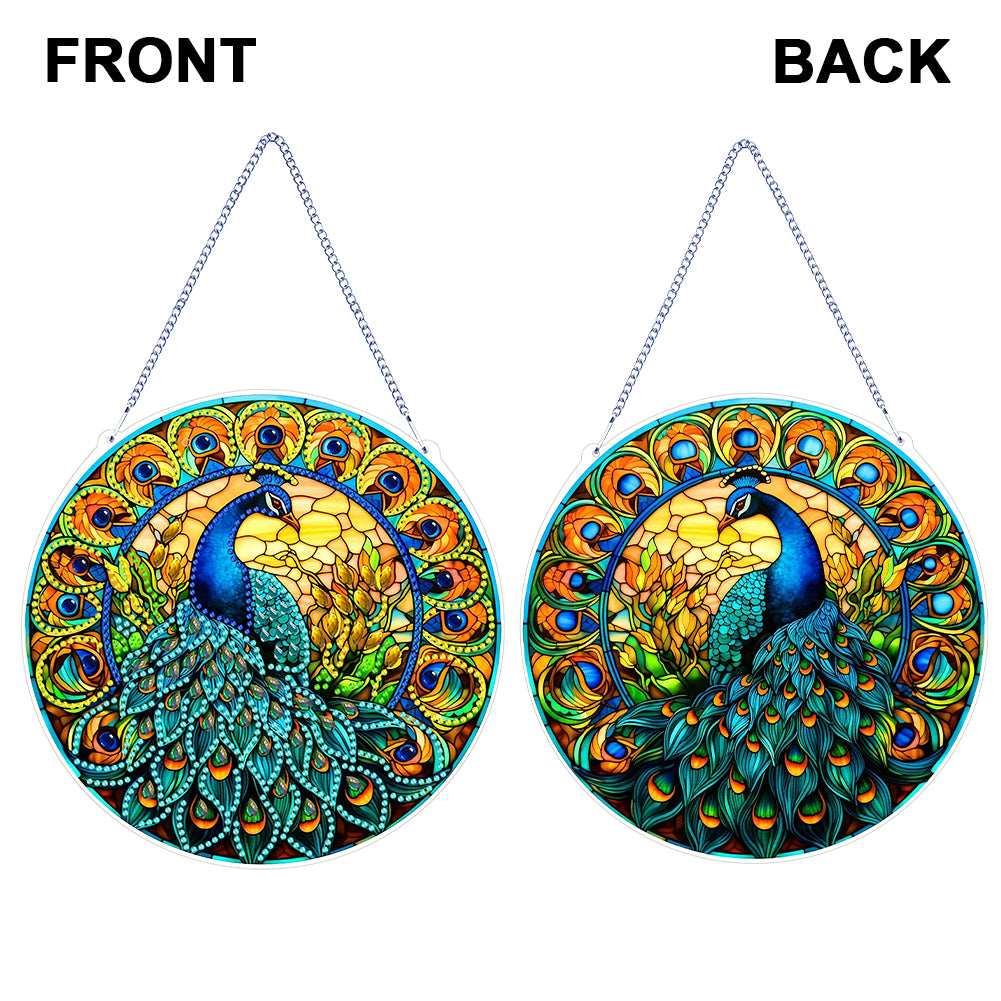 Double Sided Special Shaped Peacock 5D DIY Diamond Art Pendant Home Decoration