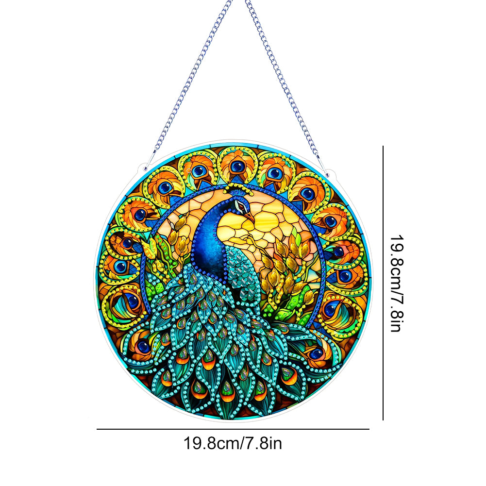 Double Sided Special Shaped Peacock 5D DIY Diamond Art Pendant Home Decoration