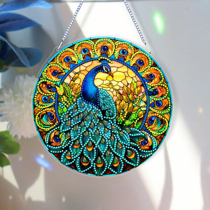 Double Sided Special Shaped Peacock 5D DIY Diamond Art Pendant Home Decoration