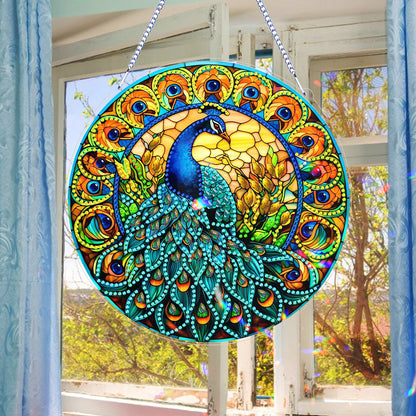 Double Sided Special Shaped Peacock 5D DIY Diamond Art Pendant Home Decoration