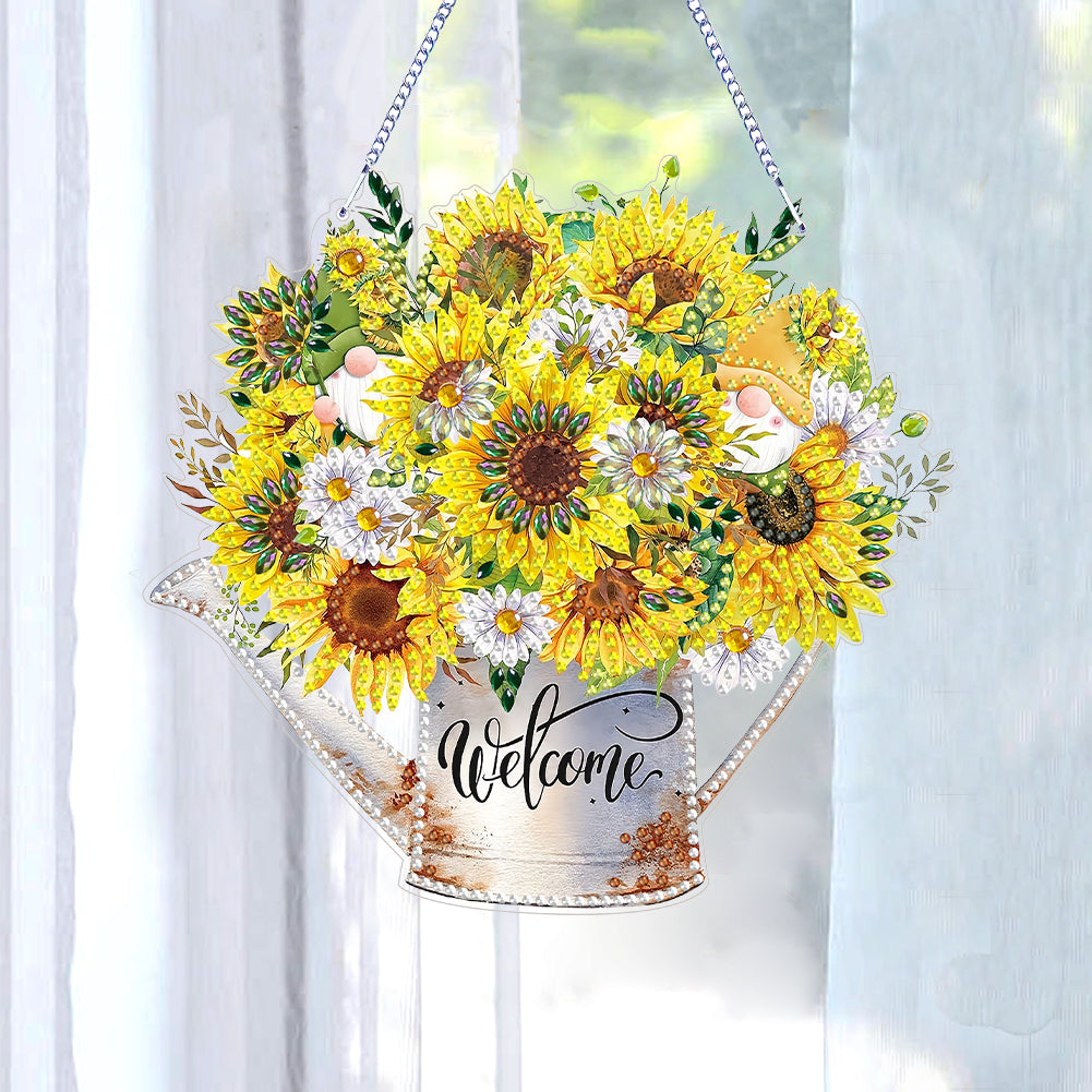 Double Sided Special Shaped 5D DIY Sunflower Bouquet Hanging Diamond Art Kits