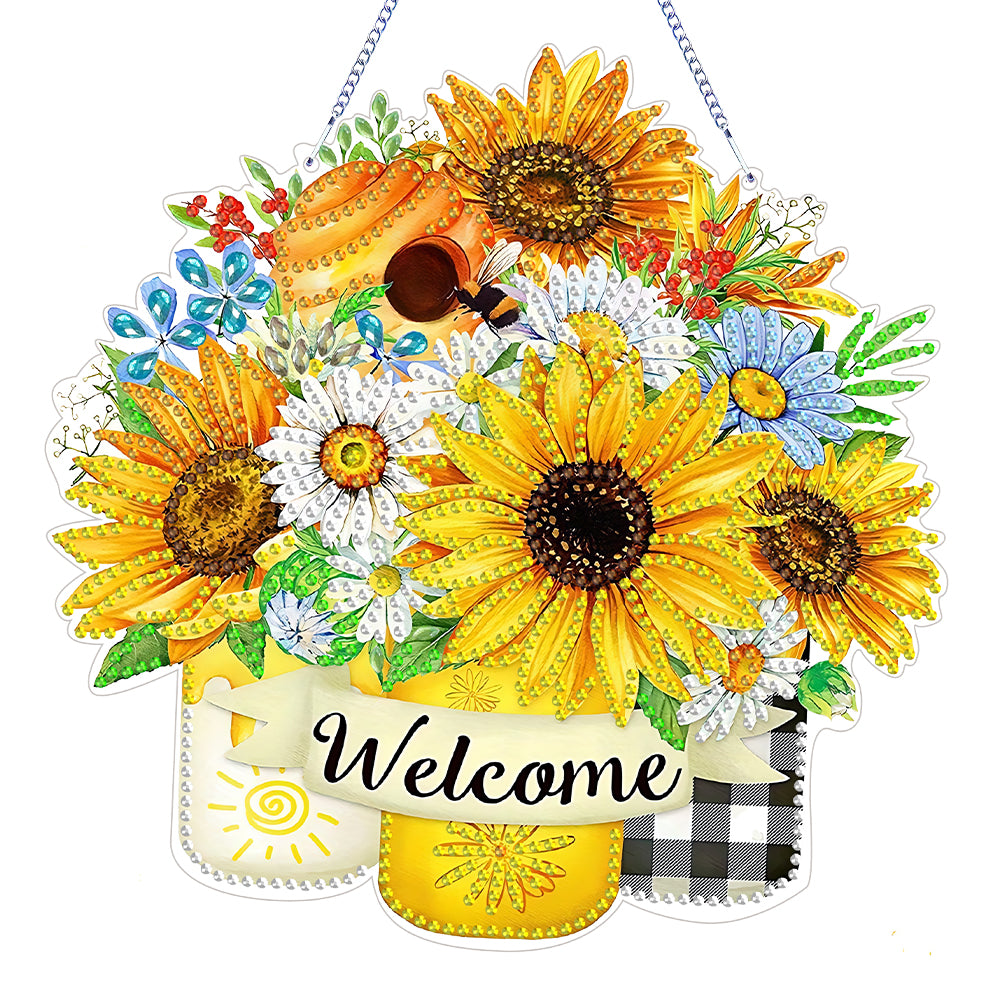 Double Sided Special Shaped 5D DIY Sunflower Bouquet Hanging Diamond Art Kits