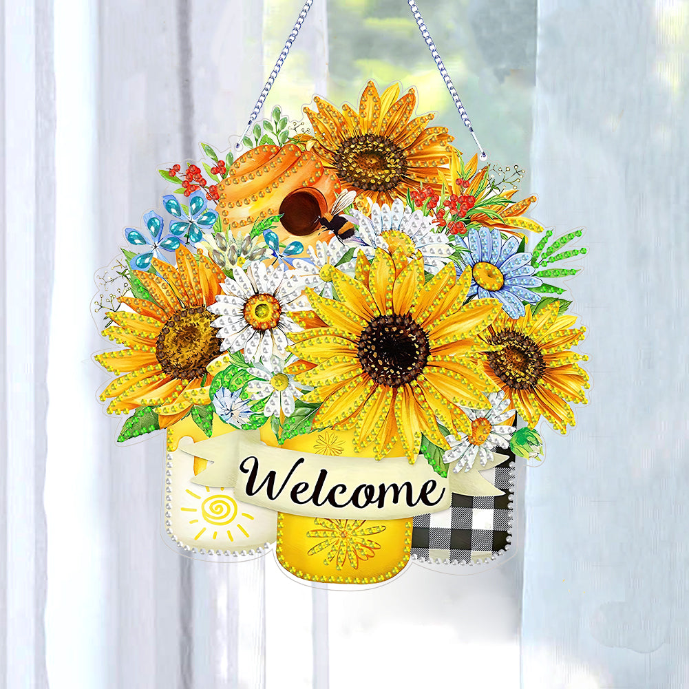 Double Sided Special Shaped 5D DIY Sunflower Bouquet Hanging Diamond Art Kits