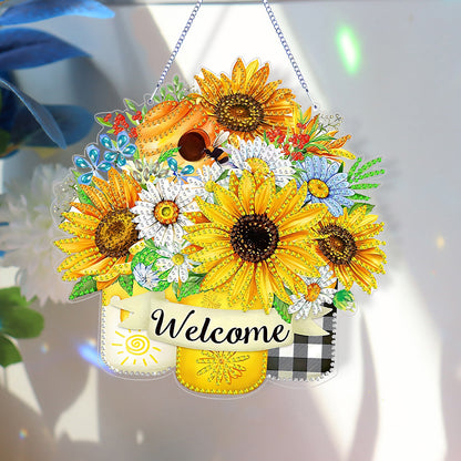 Double Sided Special Shaped 5D DIY Sunflower Bouquet Hanging Diamond Art Kits