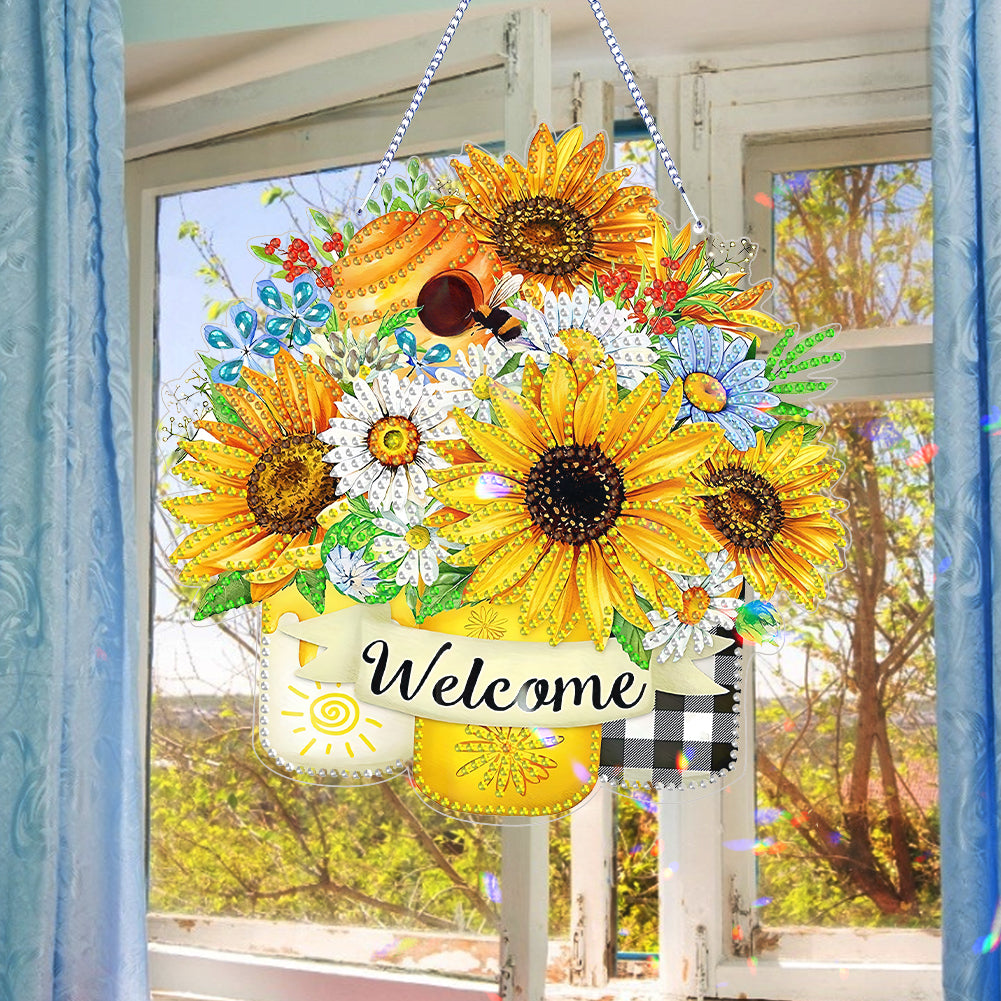 Double Sided Special Shaped 5D DIY Sunflower Bouquet Hanging Diamond Art Kits