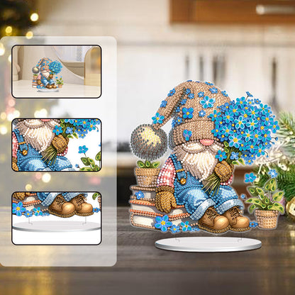 Acrylic Forget-Me-Not Gnome Desktop Diamond Art Kits Bedroom Table Decoration