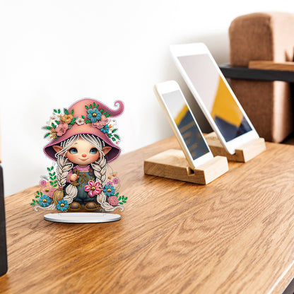 Double Side Special Shaped Cute Girl Diamond Painting Desktop Ornaments Kit