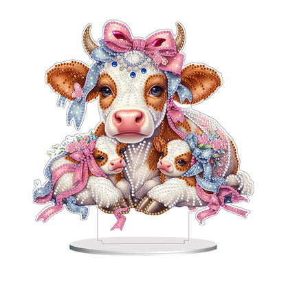 Double Side Special Shaped Cartoon Milk Cow Diamond Painting Desktop Decoration