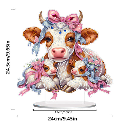 Double Side Special Shaped Cartoon Milk Cow Diamond Painting Desktop Decoration