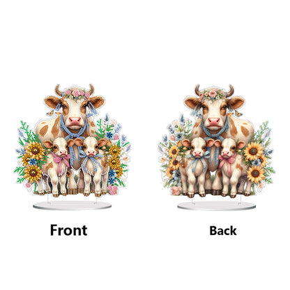 Double Side Special Shaped Cartoon Milk Cow Diamond Painting Desktop Decoration