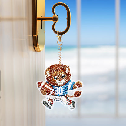 6Pcs Diamond Art Keyring Double Sided Diamond Painting Keychain(Animal and Ball)