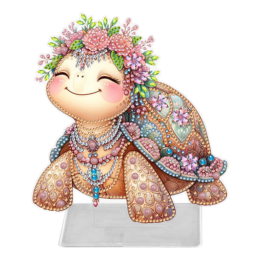 Marine Animal Special Shaped Diamond Painting Table Ornaments Kit(Flower Turtle)