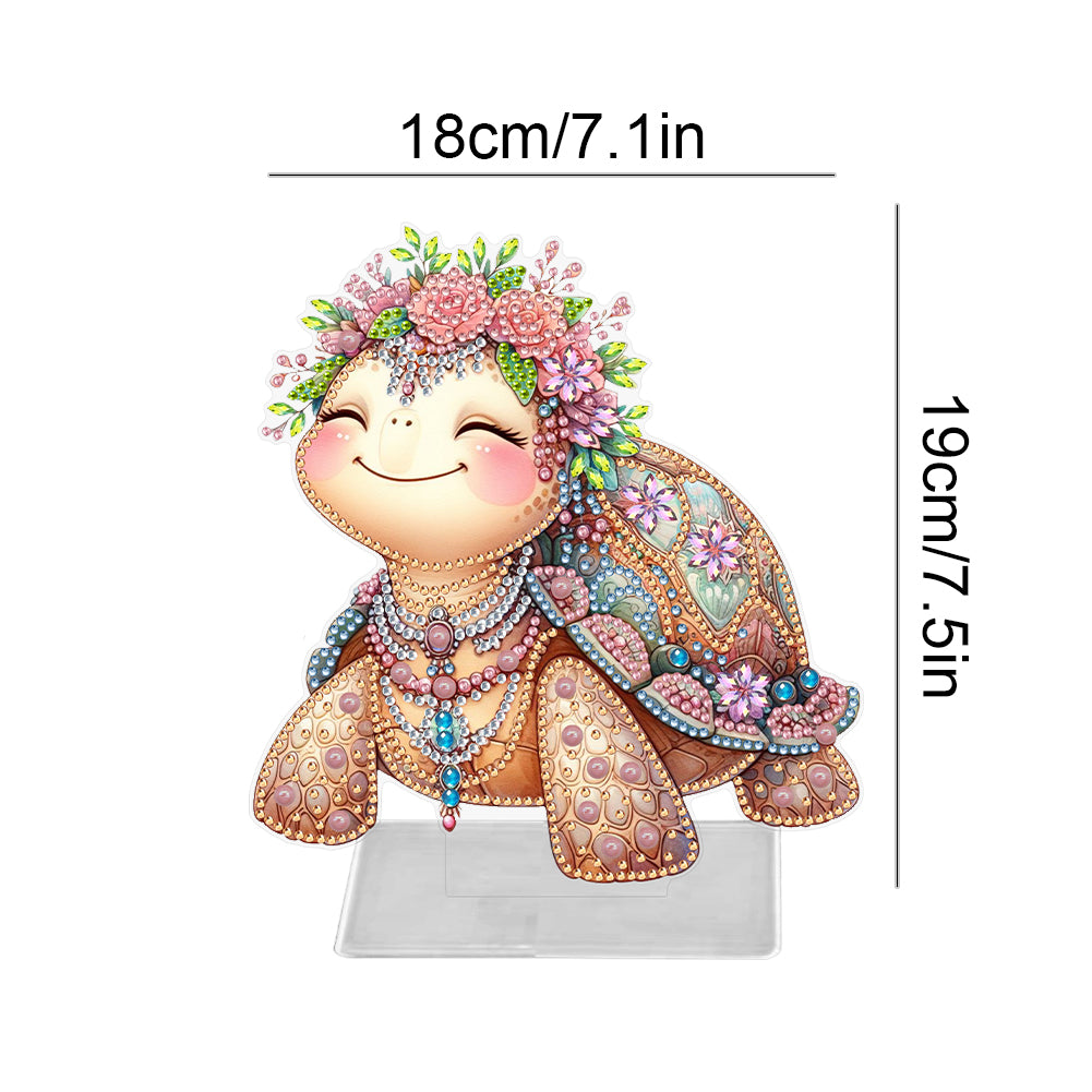 Marine Animal Special Shaped Diamond Painting Table Ornaments Kit(Flower Turtle)