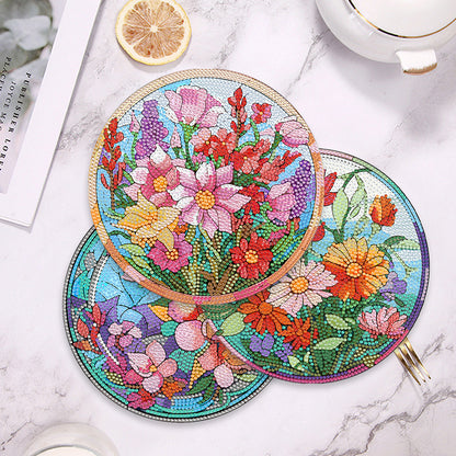 4Pcs Diamond Painting Coasters Bloom Flowers DIY Diamond Art Crafts Projects