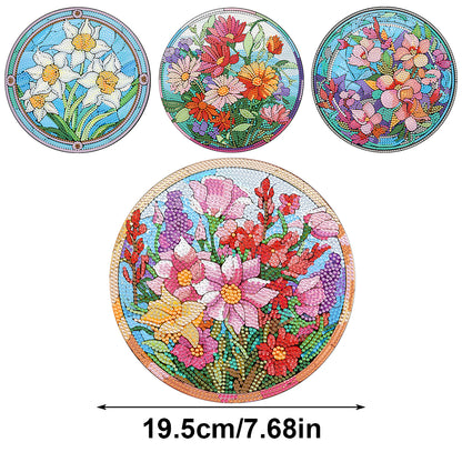 4Pcs Diamond Painting Coasters Bloom Flowers DIY Diamond Art Crafts Projects