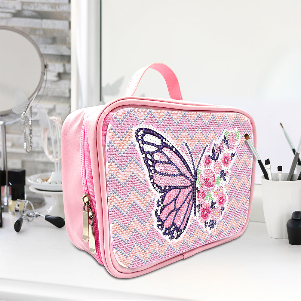 Butterfly Pattern 5D DIY Diamond Painting Makeup Bag Rhinestone Zipper Handbag