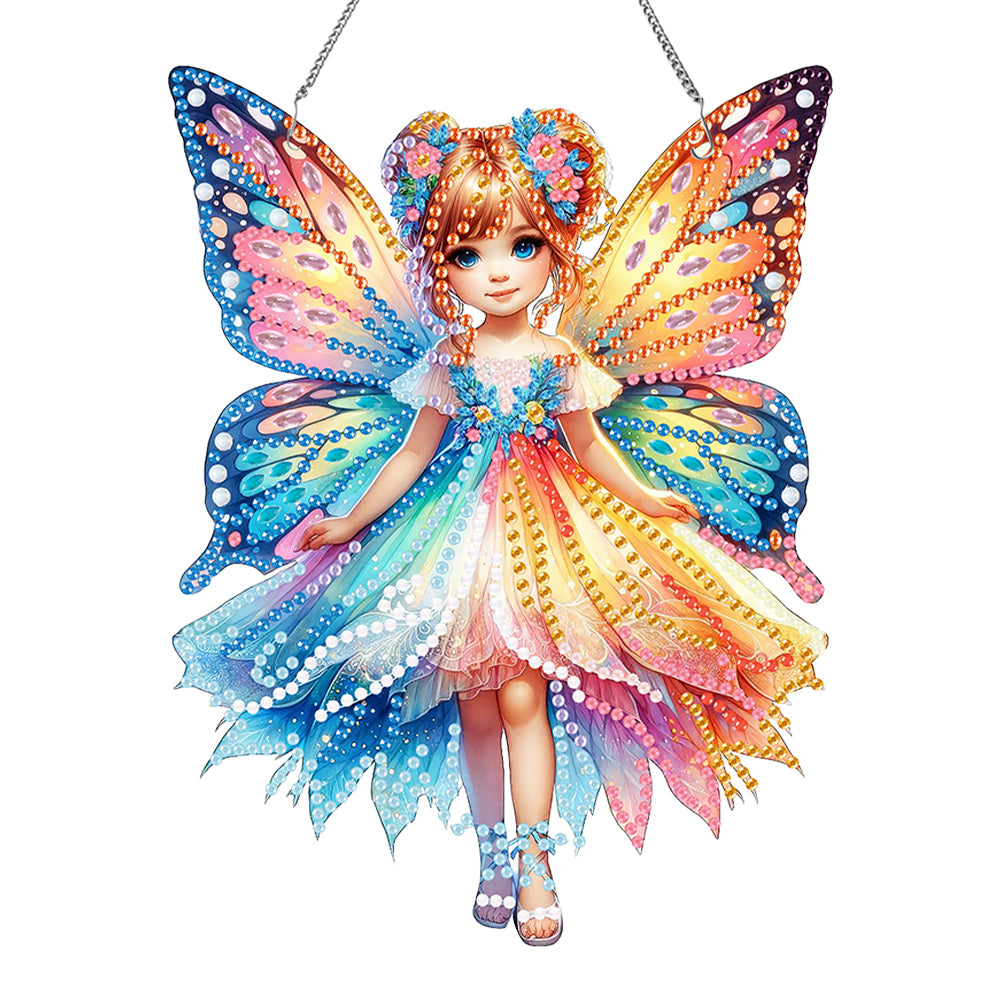 Acrylic Special Shaped Butterfly Elf Girl Diamond Painting Hanging Home Decor