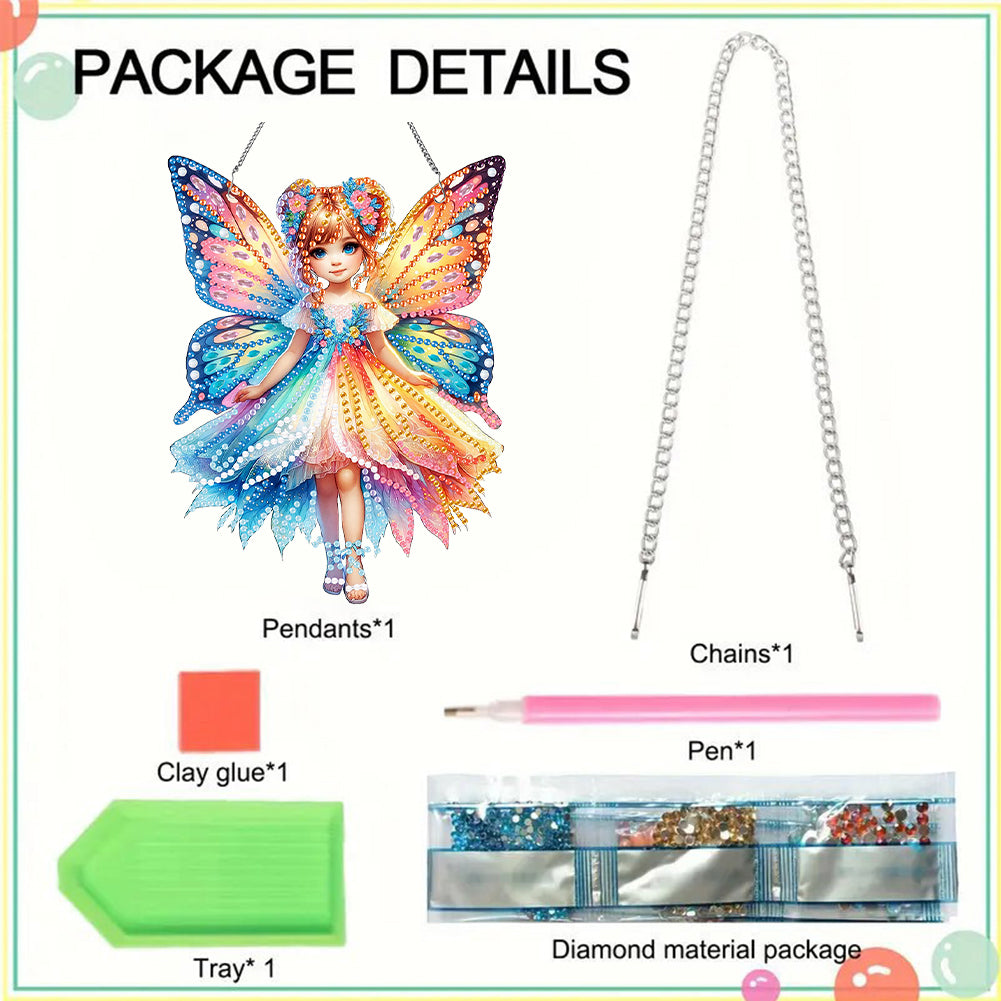 Acrylic Special Shaped Butterfly Elf Girl Diamond Painting Hanging Home Decor