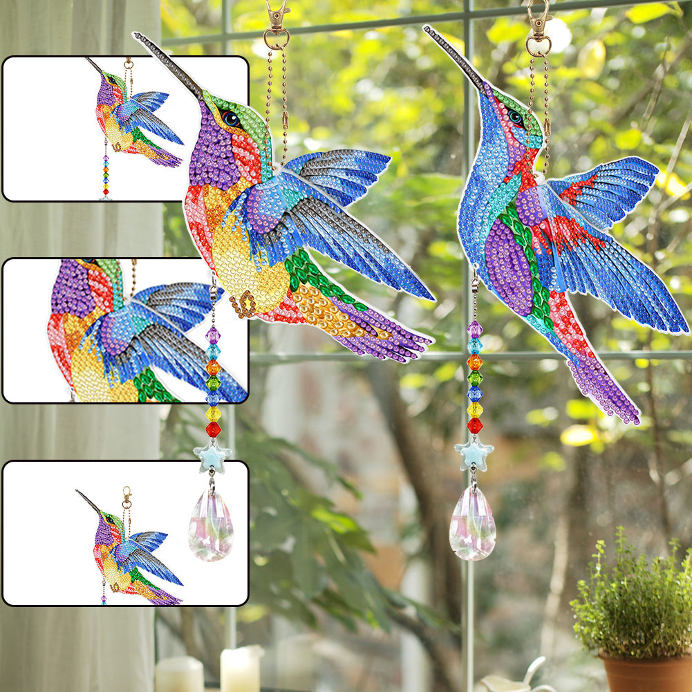 Suncatcher Hummingbird Diamond Painting Hanging Sign Double Sided (SMDZ302)