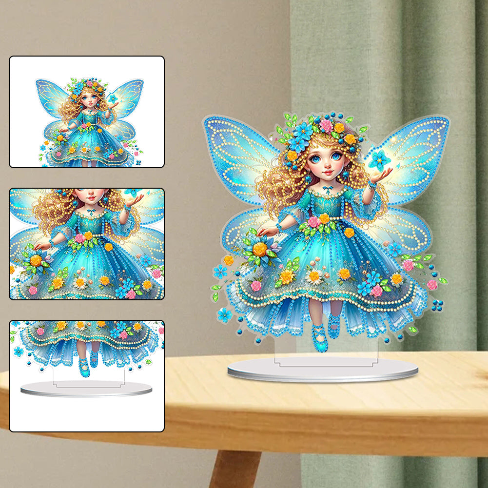 PVC Round Special Shaped Butterfly Fairy Diamond Painting Desktop Decorations