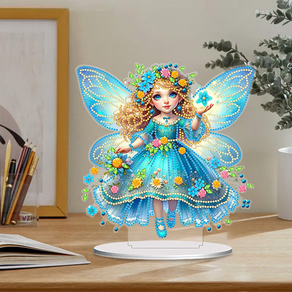 PVC Round Special Shaped Butterfly Fairy Diamond Painting Desktop Decorations