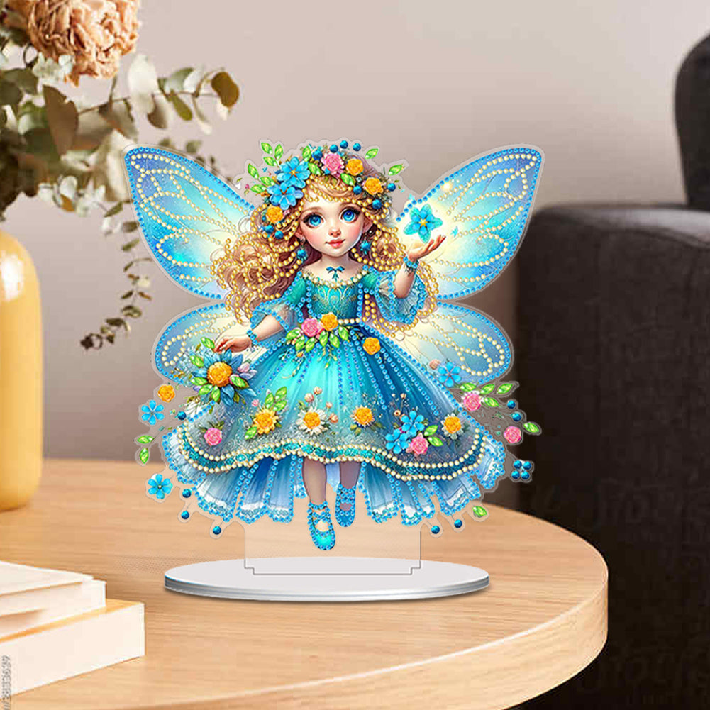 PVC Round Special Shaped Butterfly Fairy Diamond Painting Desktop Decorations