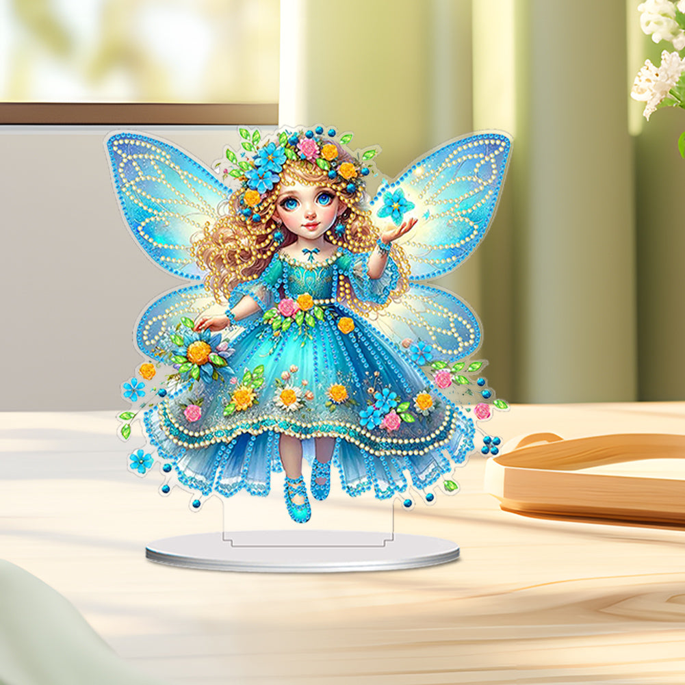 PVC Round Special Shaped Butterfly Fairy Diamond Painting Desktop Decorations