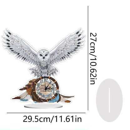 Acrylic Special Shaped White Owl 5D Diamond Painting Clock DIY Art Craft