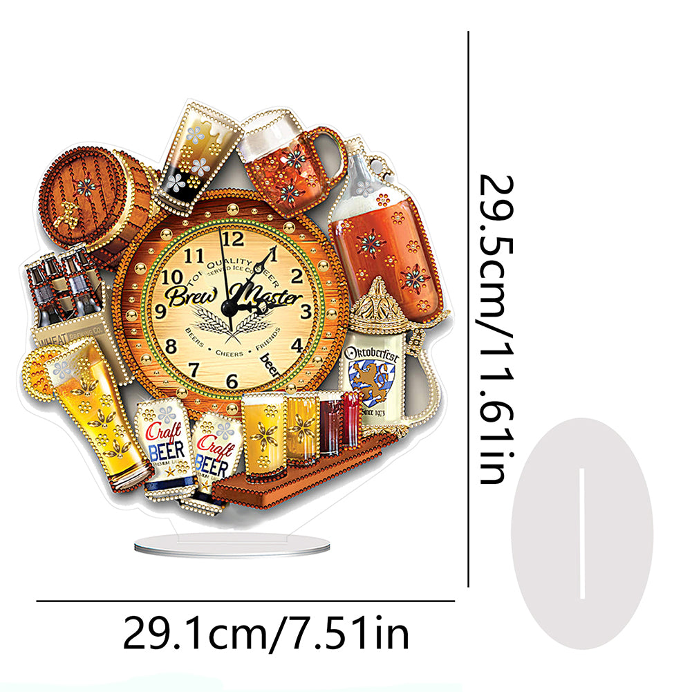 Acrylic Special Shaped Beer 5D Diamond Painting Clock for Living Room Decor