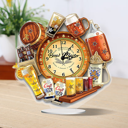 Acrylic Special Shaped Beer 5D Diamond Painting Clock for Living Room Decor