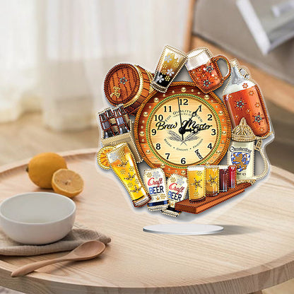 Acrylic Special Shaped Beer 5D Diamond Painting Clock for Living Room Decor