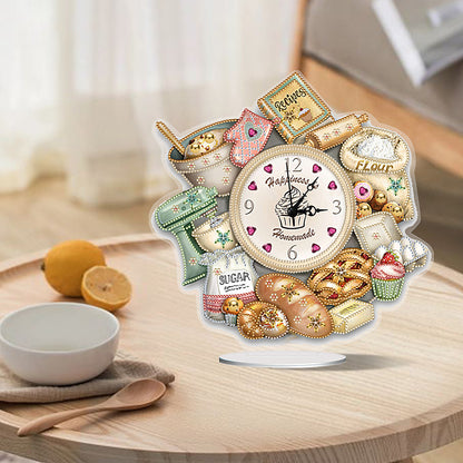 Acrylic Special Shaped Bread Food 5D Diamond Painting Clock for Room Decor