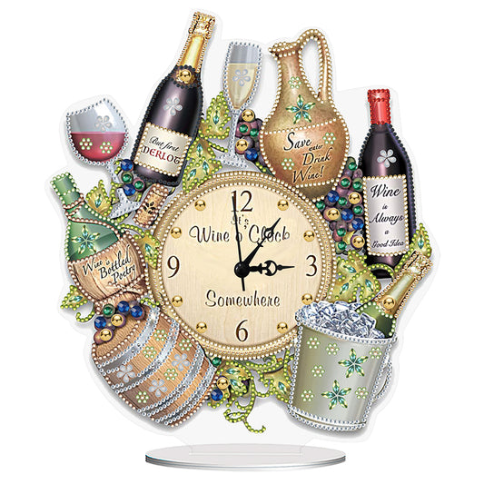 Acrylic Special Shaped Ice Bucket Wine 5D Diamond Painting Clock Art Craft