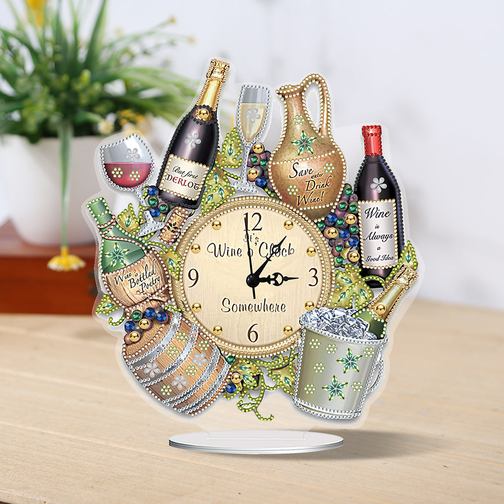 Acrylic Special Shaped Ice Bucket Wine 5D Diamond Painting Clock Art Craft