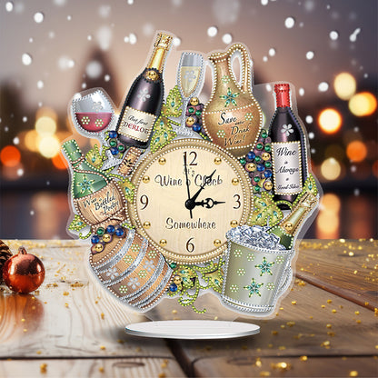 Acrylic Special Shaped Ice Bucket Wine 5D Diamond Painting Clock Art Craft