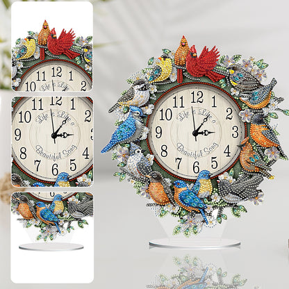 Acrylic Special Shaped Bird Garland 5D Diamond Painting Clock Art Craft