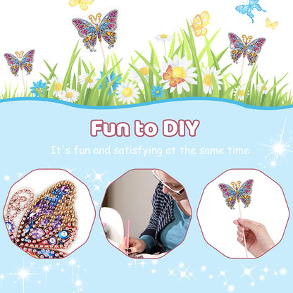 Special Shape Butterfly Garden Stake Diamond Art Craft Kits for Adults Beginners