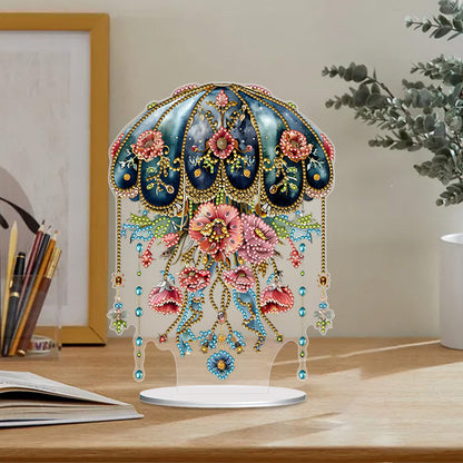 Acrylic Special Shaped Floral Jellyfish Table Top Diamond Painting Ornament Kits