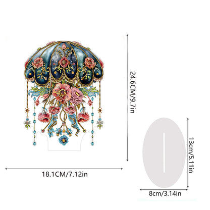 Acrylic Special Shaped Floral Jellyfish Table Top Diamond Painting Ornament Kits