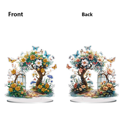 Double Side Special Shaped Yard Flower Tree Desktop Diamond Painting Art Kits