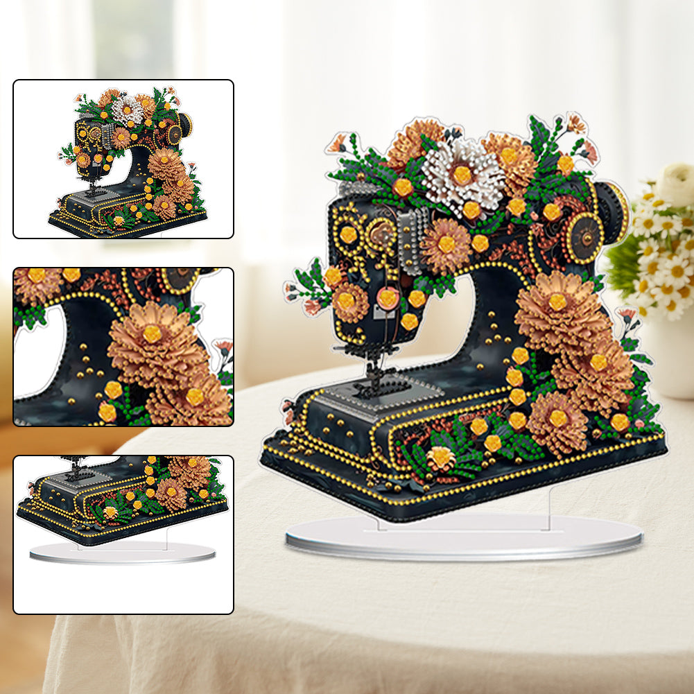 Double Sided Special Shaped Flower Sewing Machine Diamond Painting Desktop Decor