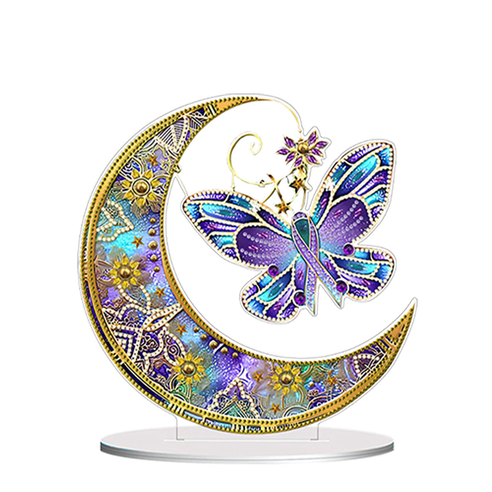 Double Side Special Shaped Moon Butterfly Desktop Diamond Painting Art Kits