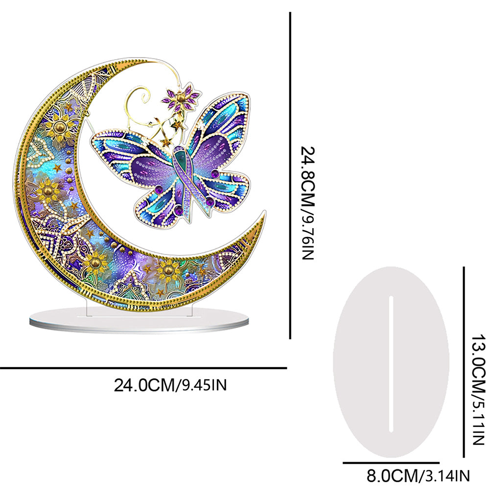 Double Side Special Shaped Moon Butterfly Desktop Diamond Painting Art Kits