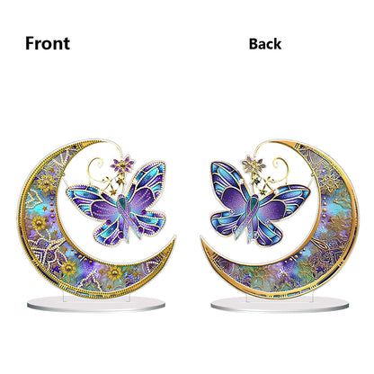 Double Side Special Shaped Moon Butterfly Desktop Diamond Painting Art Kits