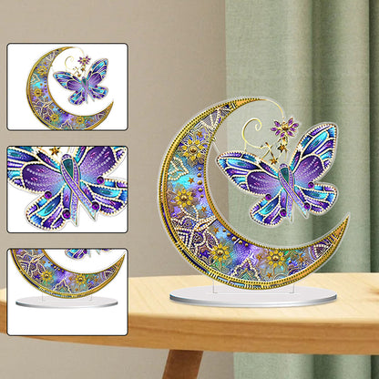 Double Side Special Shaped Moon Butterfly Desktop Diamond Painting Art Kits